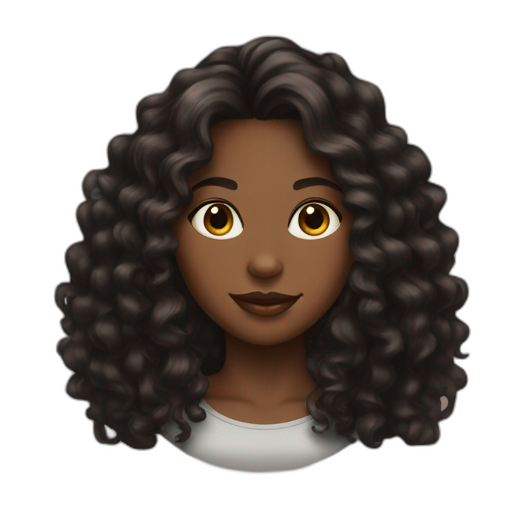 woman brown skin long curly hair black cat emoji