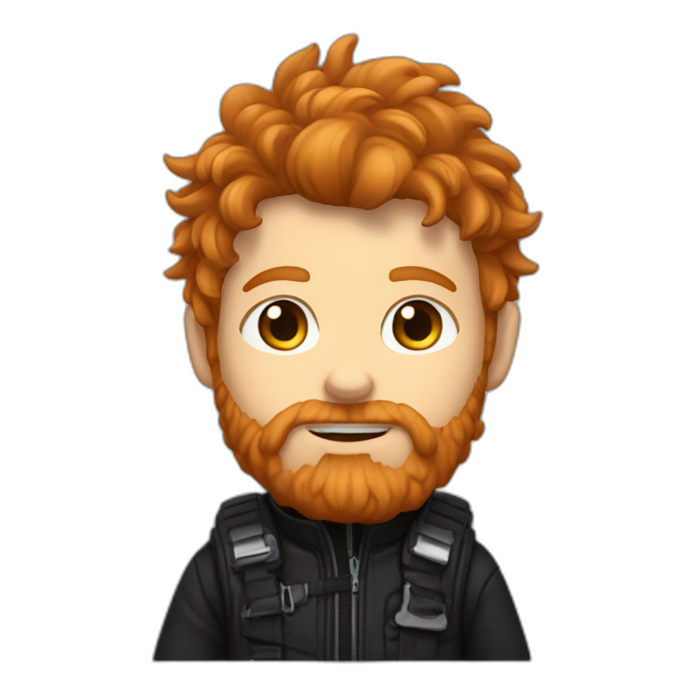 Ginger protagonist scruffy hair and black gear clothes emoji