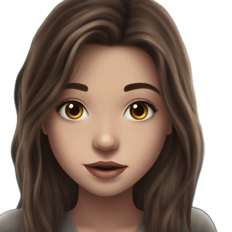 mysterious brown-haired girl gazes emoji