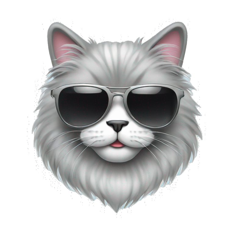 Cool cartoon fluffy cat wearing sunglasses emoji