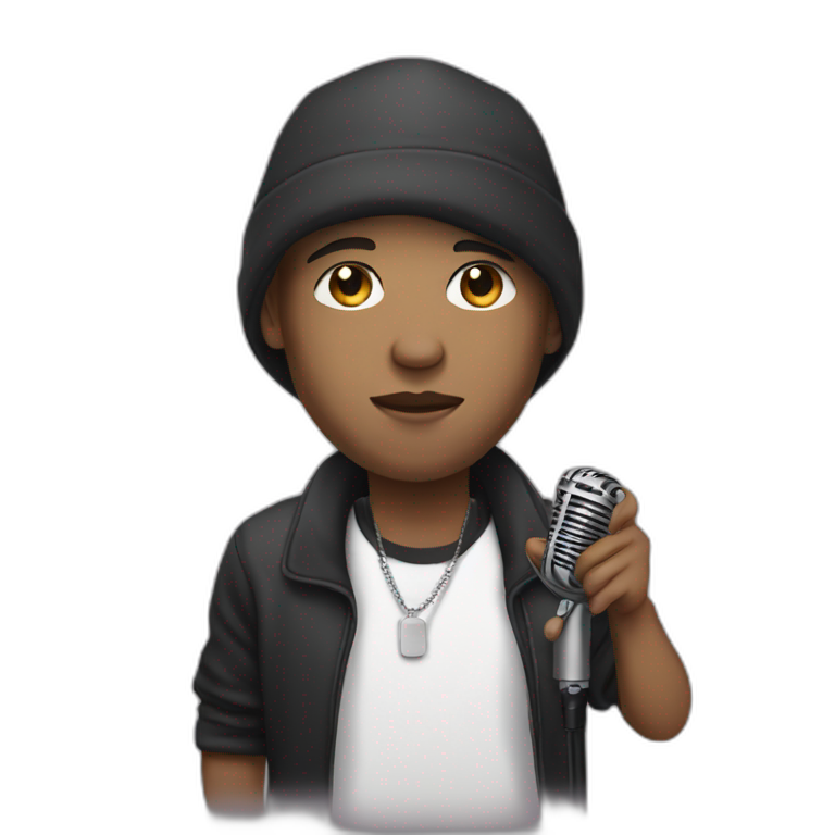 rapper mixed race with a mic emoji