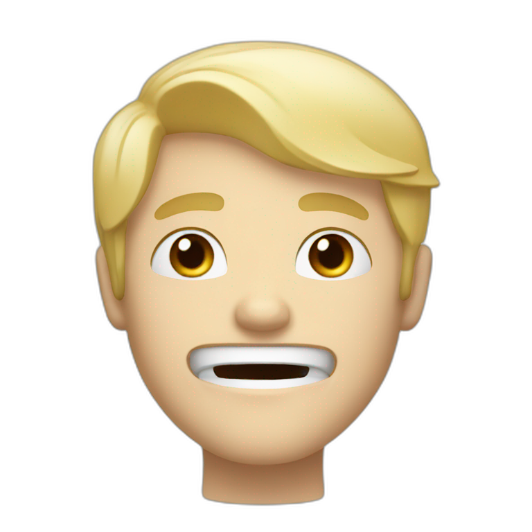 A man with white skin and blond hair, winking, crying and smiling emoji