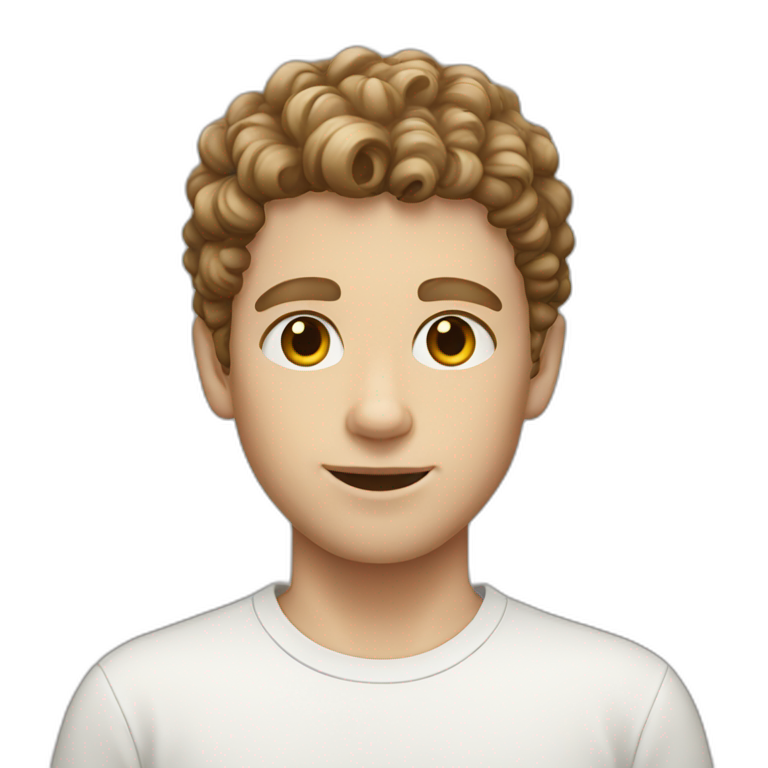 white boy with very short curly brown hair emoji