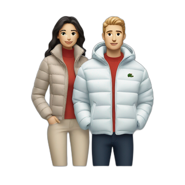 Couple with lacoste puffer jacket emoji