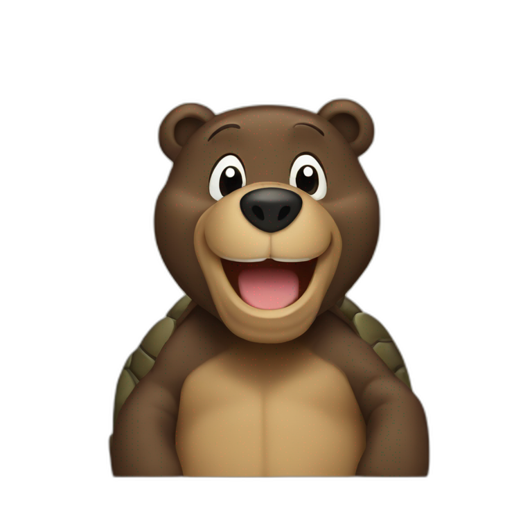 Turtle back brown bear happy  emoji