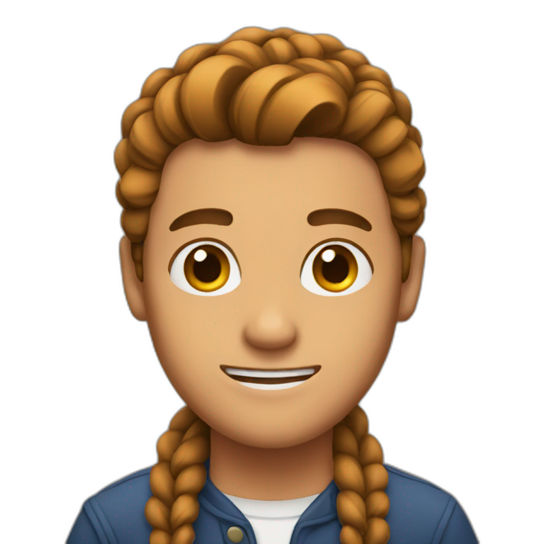Guy with brown braid emoji