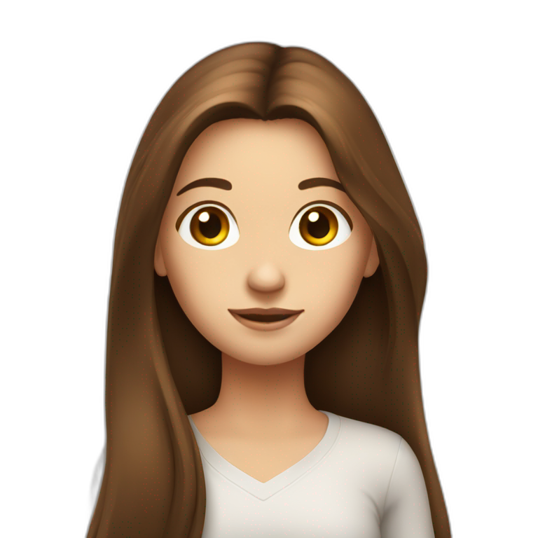 A girl with very long brown hair that arrives at the lower back emoji
