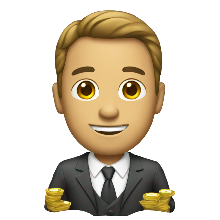 man wearing suit holding money emoji