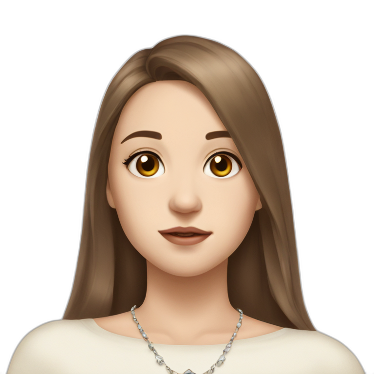 serene brown-eyed girl with necklace emoji