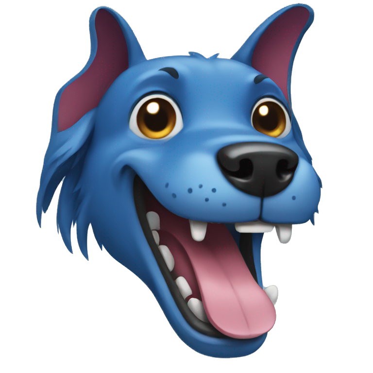 evil laughing blue dog emoji