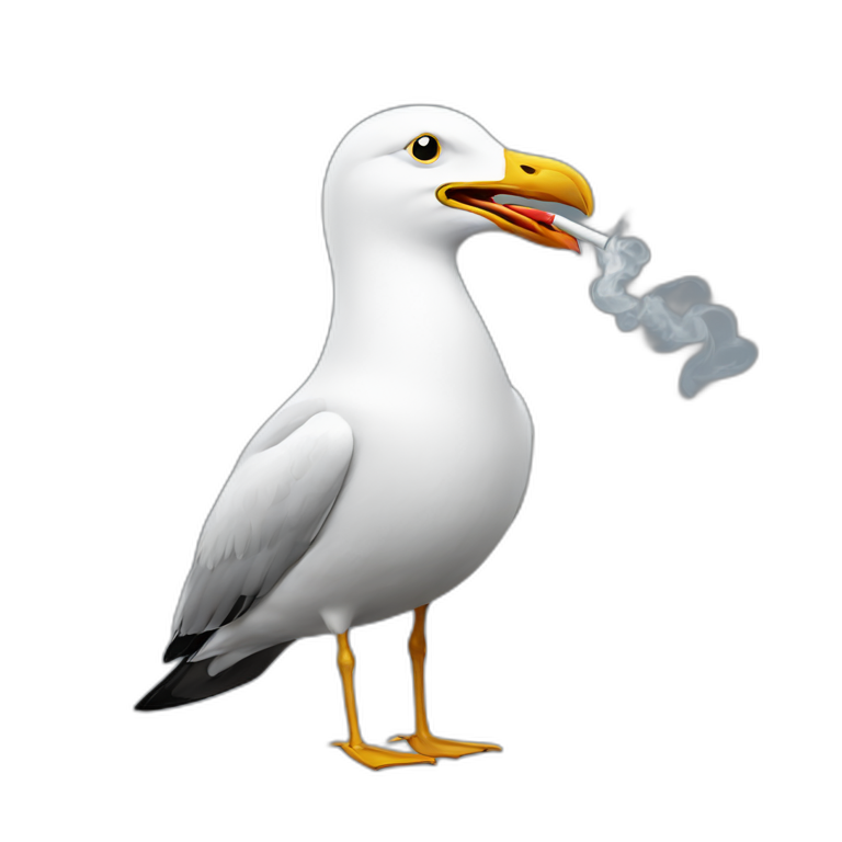 Seagull smoking a cigarette emoji