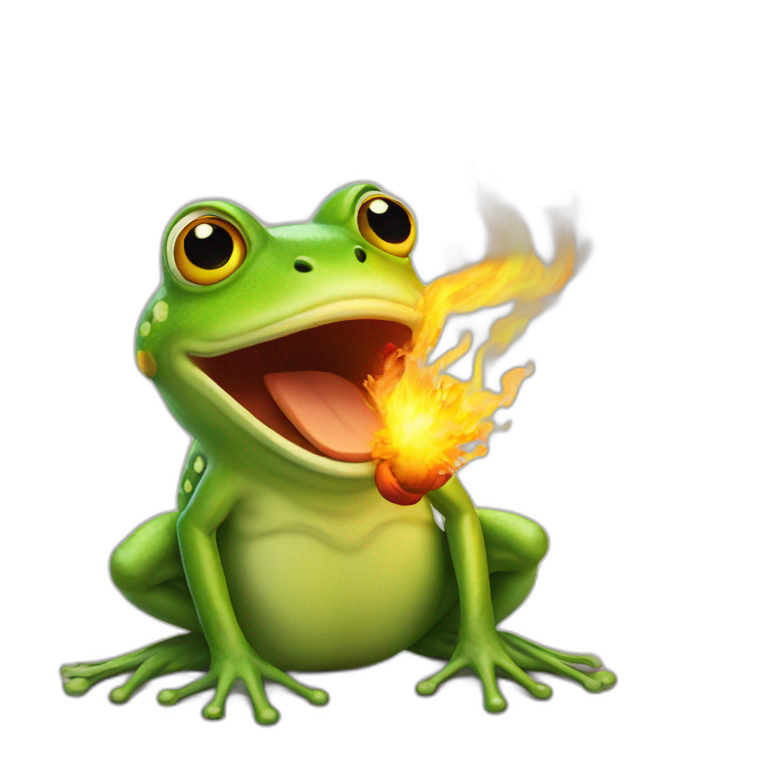 Fire breathing frog emoji