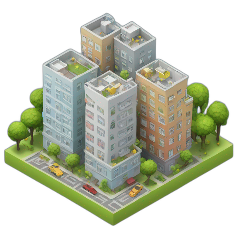 3d-isometric-City-Apartment emoji
