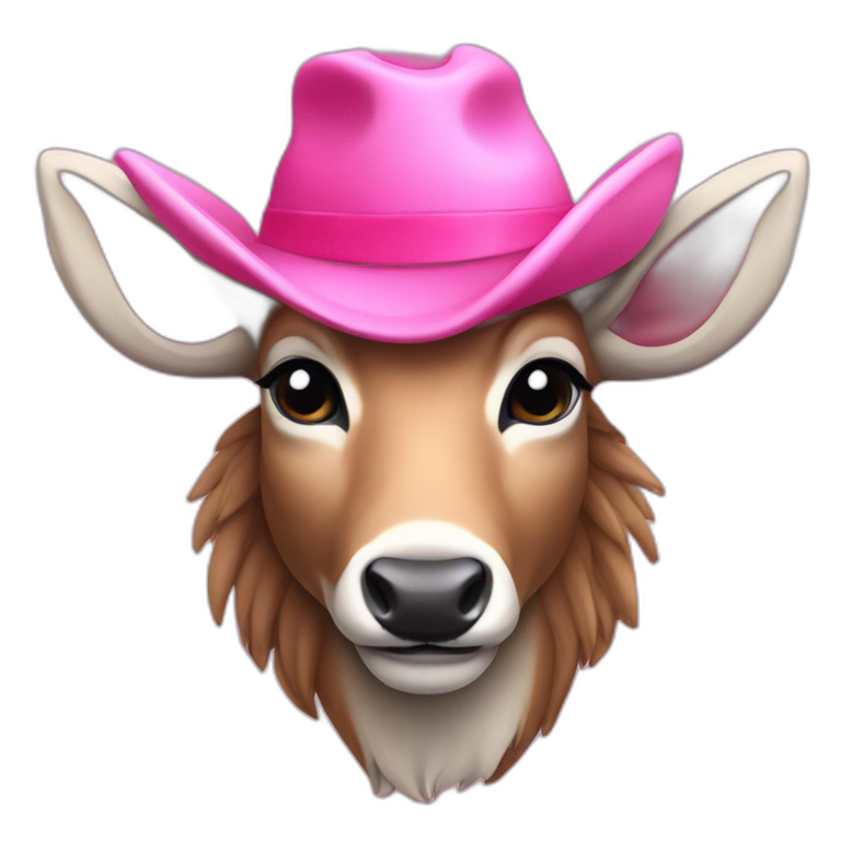 A humanoid deer with a Big pink hat emoji