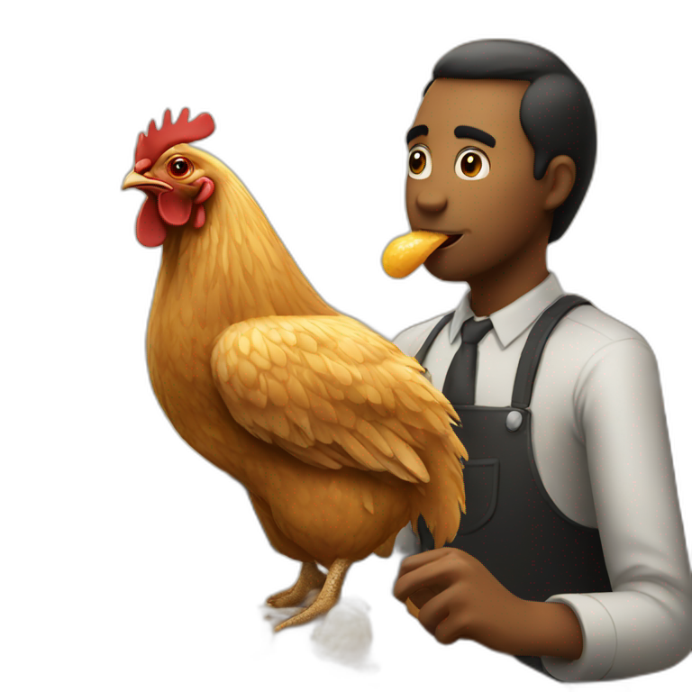 Chicken eating man emoji