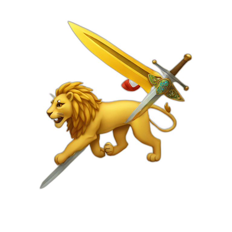 Iran lion, sun and sword emoji