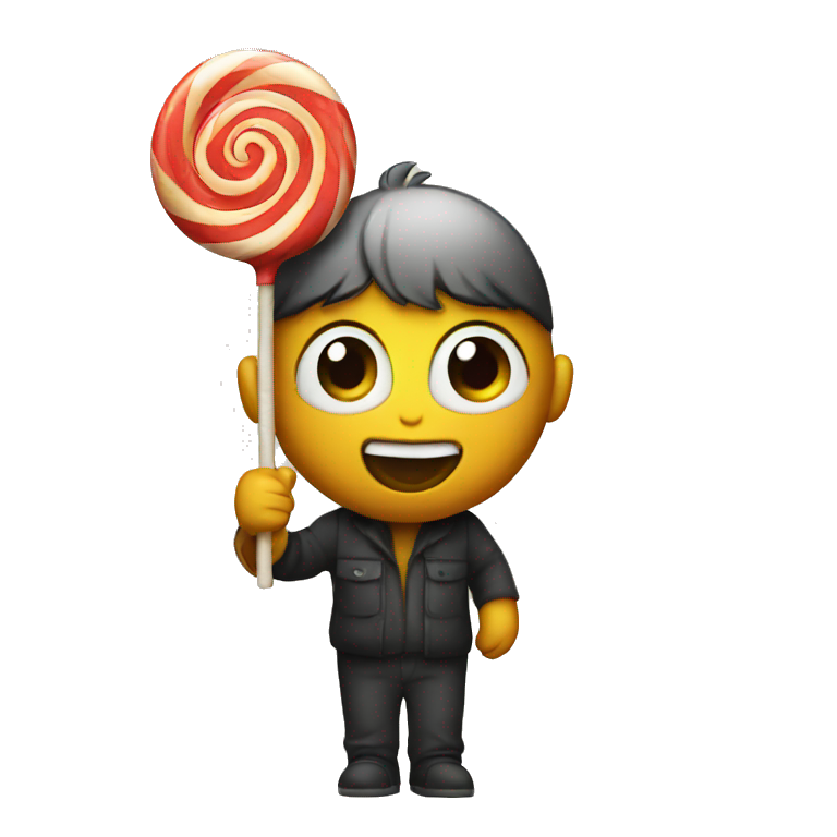 Emoji holding a lollipop emoji