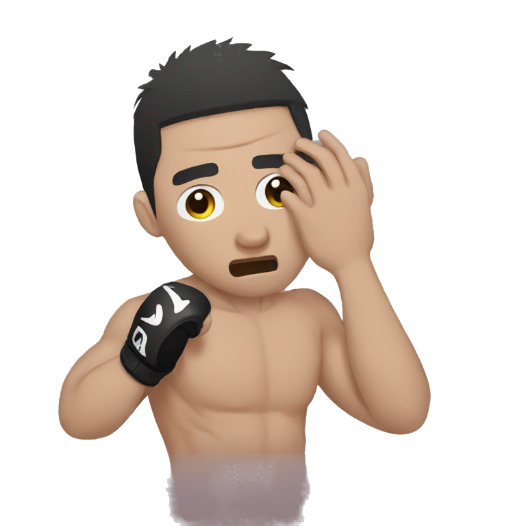 mma fighter hiding his face using hands emoji