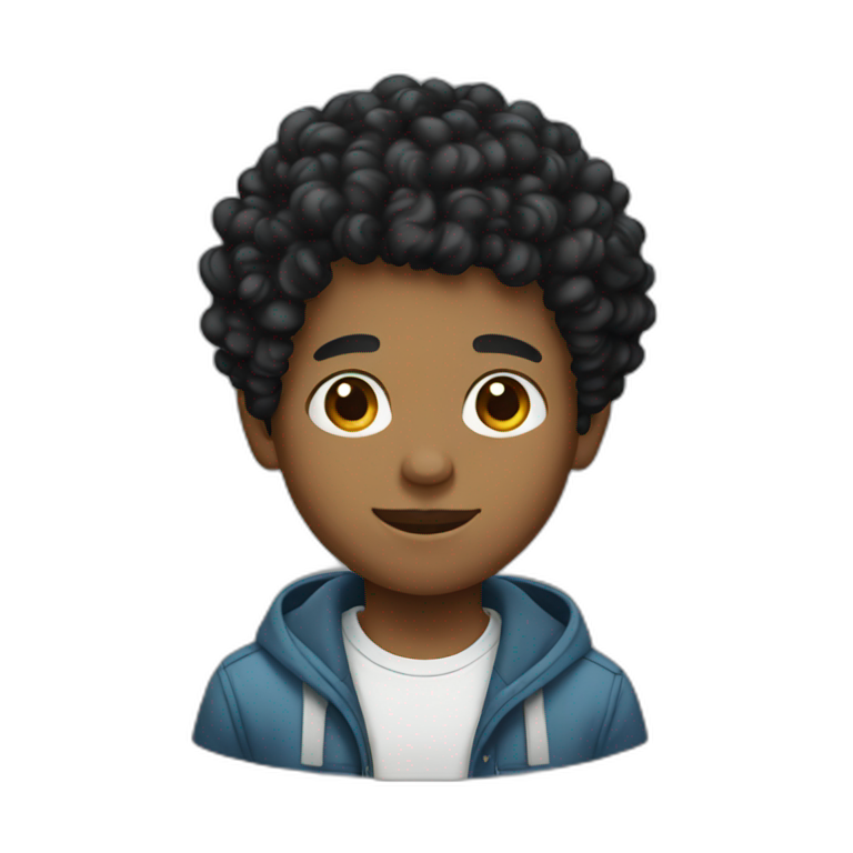 Black hair curly boy emoji