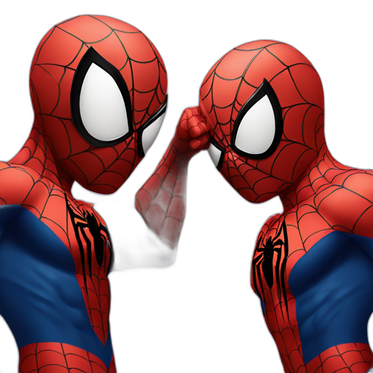 three spiderman pointing to each other emoji