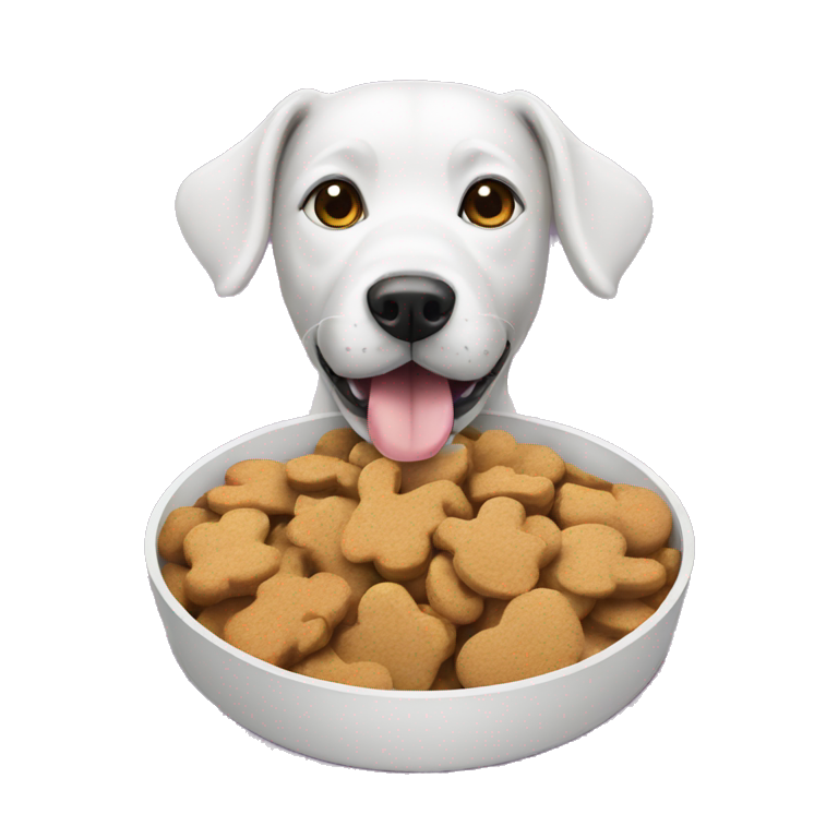 dog with treats in dog bowl emoji