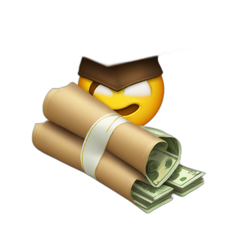 brown diploma with money emoji