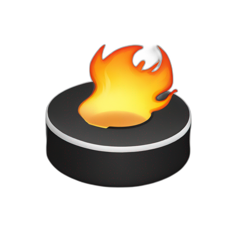 hockey puck in fire emoji