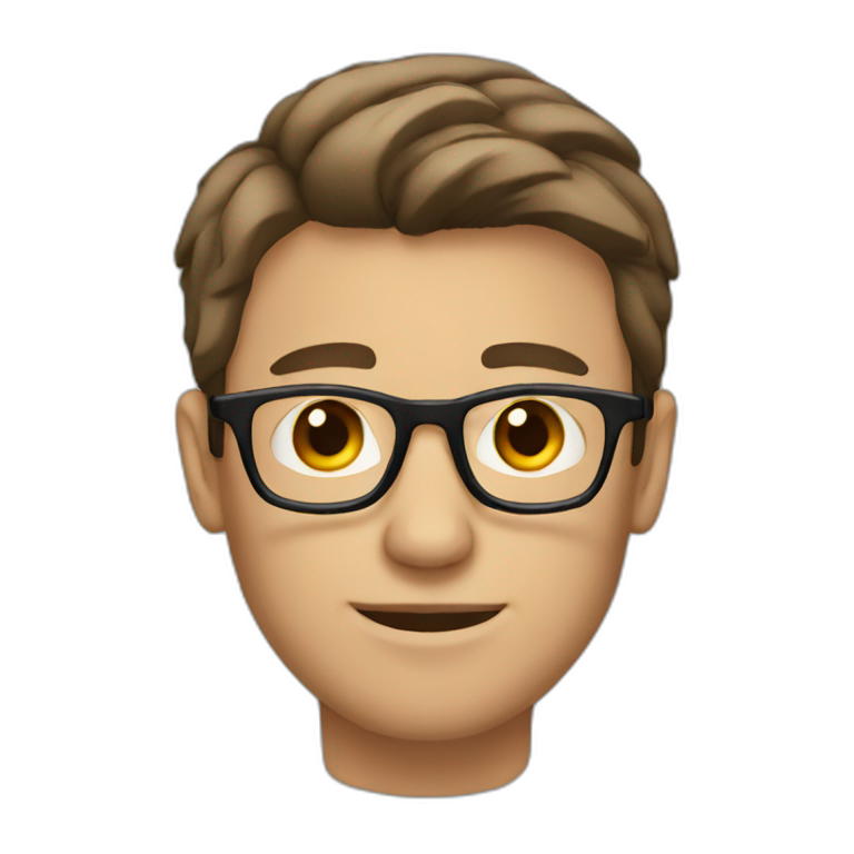 man with short brown hair and glasses emoji