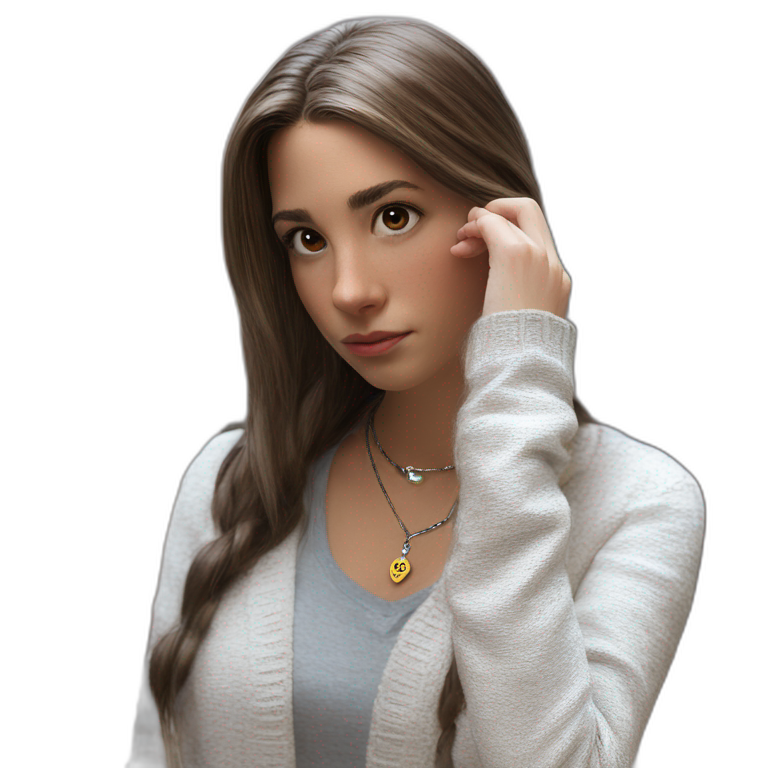 brown-eyed girl with jewelry emoji