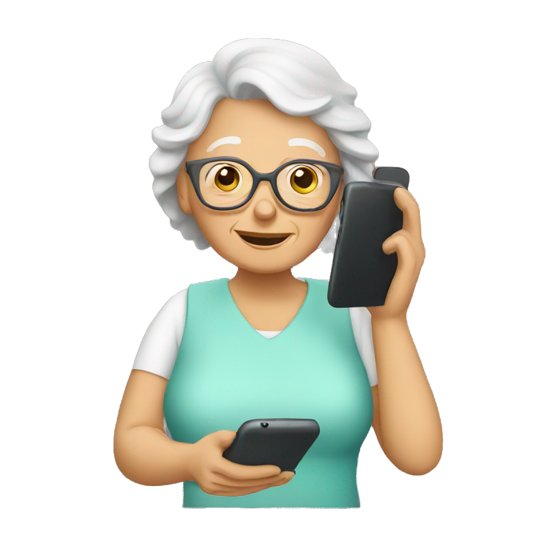 grandma using phone emoji
