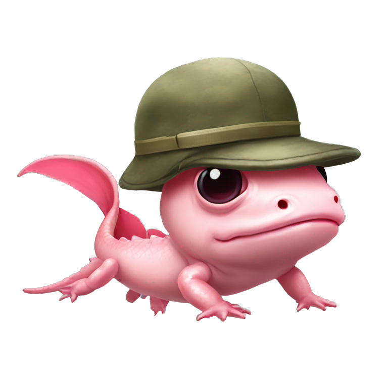 Axolotl with military hat and sunglasses emoji