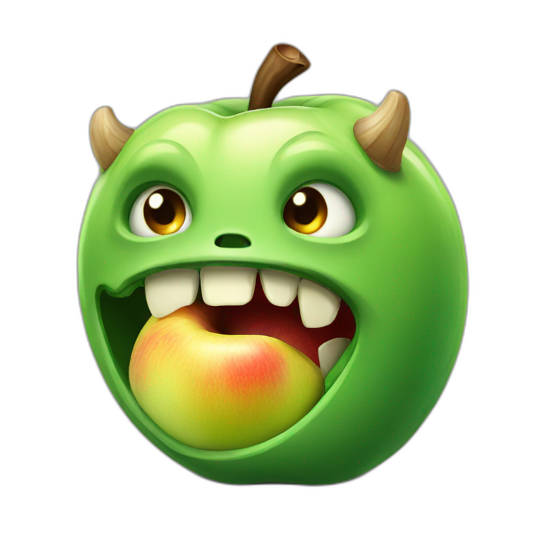 Monster eating apple emoji