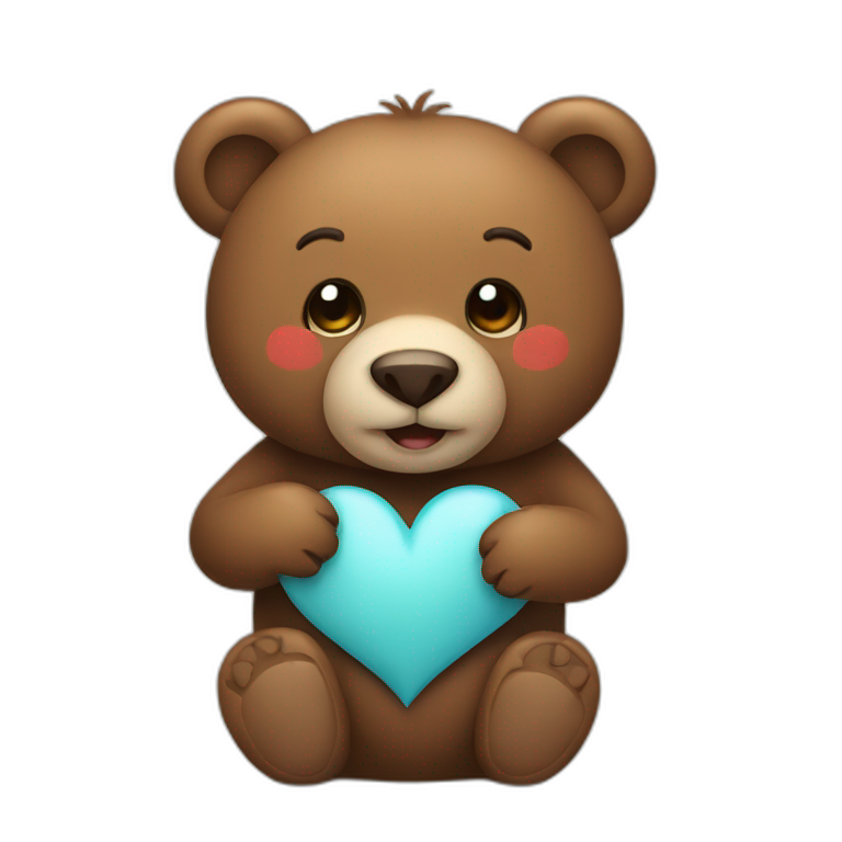 Bear holding a heart emoji