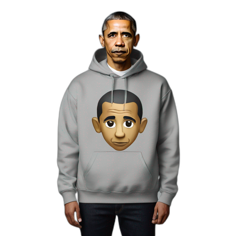 fullbody barack obama in supreme new york logo hoodie emoji AI Emoji Generator
