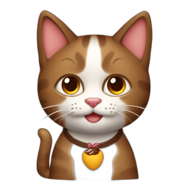 gato con un chocolate emoji