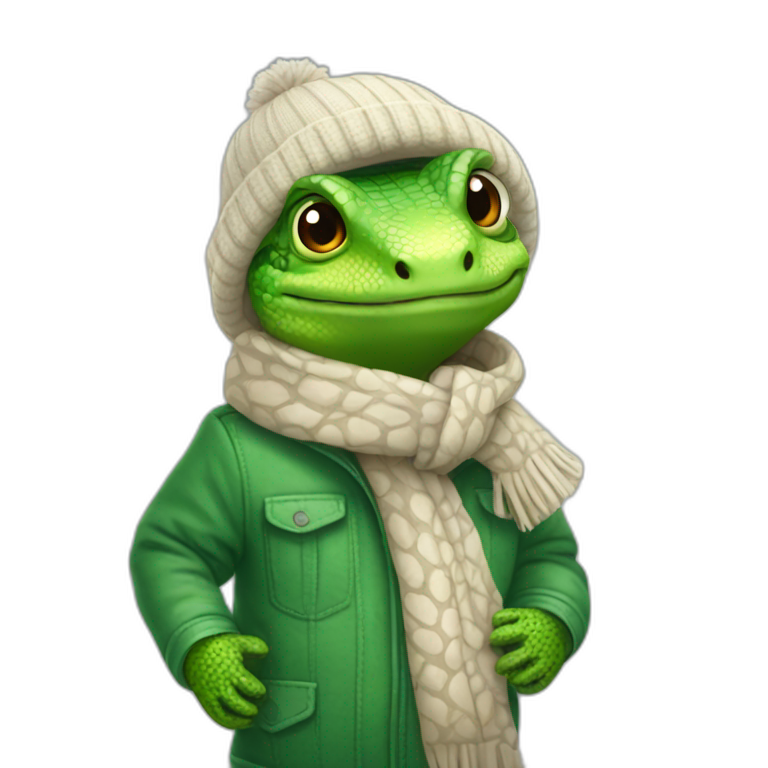 Lézard with winter clothes emoji