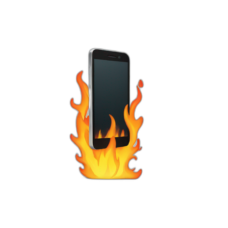 Minimalist cell phone on fire emoji