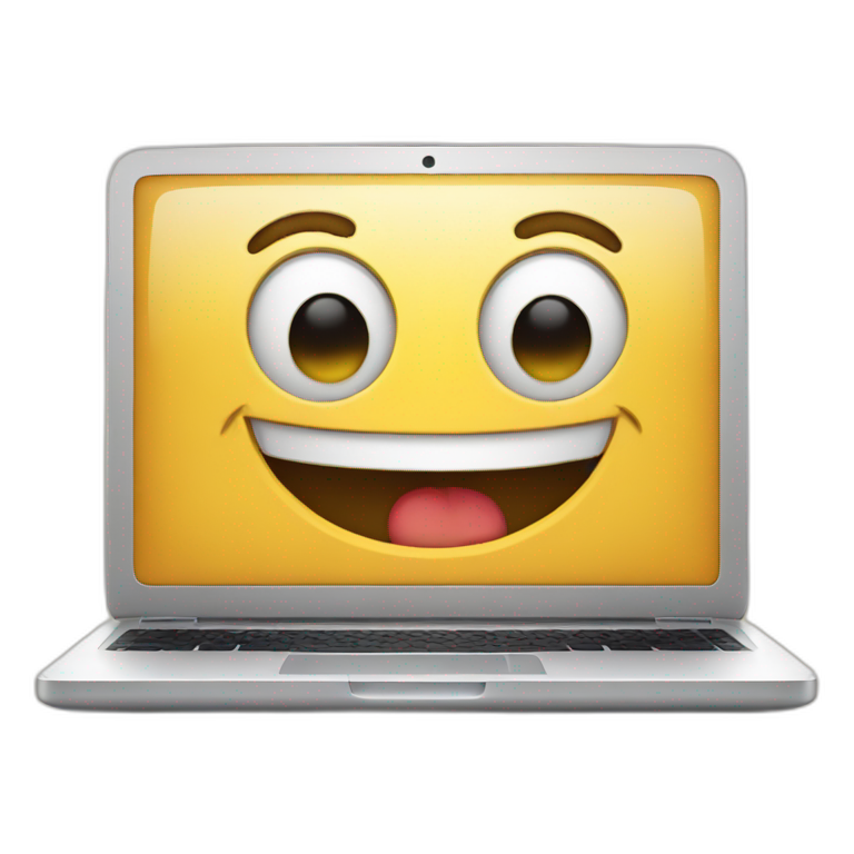 a laptop that is happy emoji