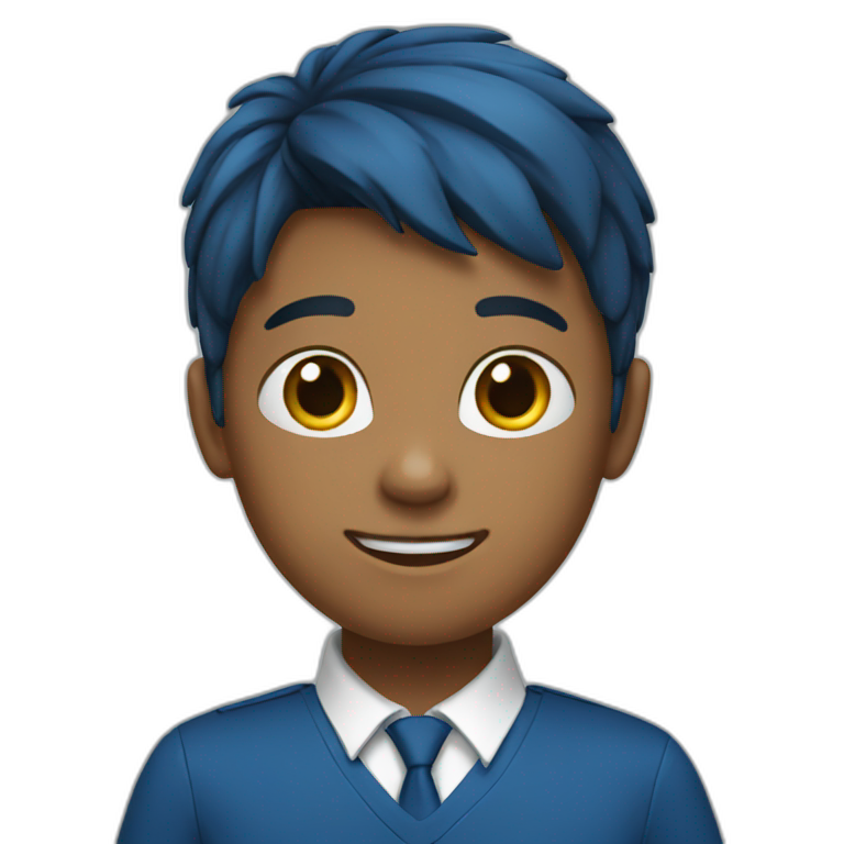 school student wearing blue school uniform emoji