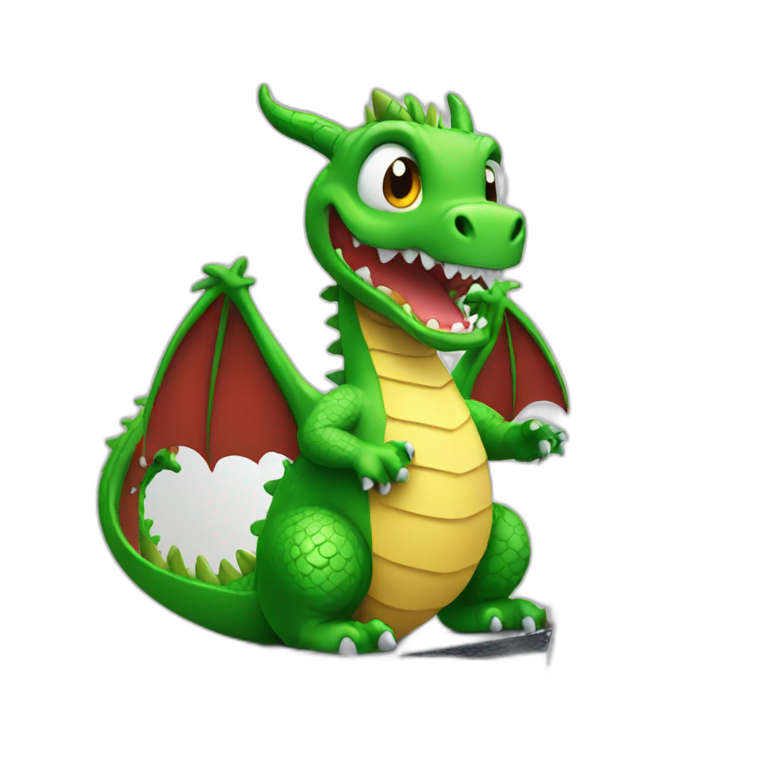 dragon holding up laptop screen emoji