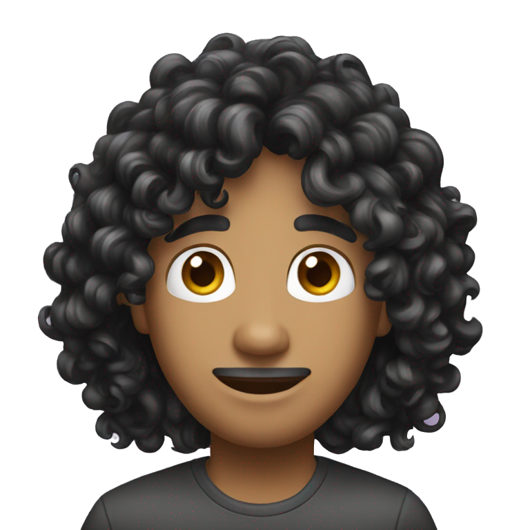 curly long black hair man emoji
