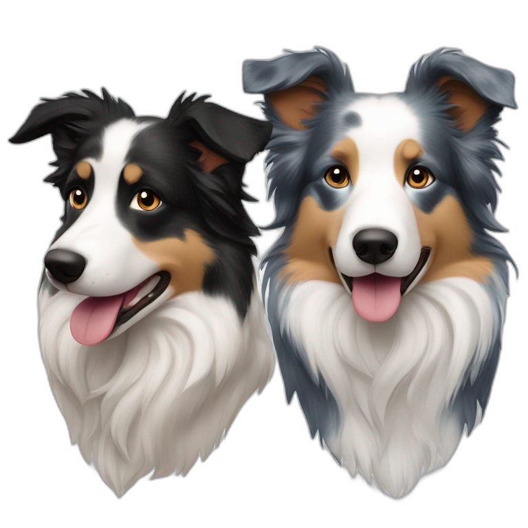 Left face tricolor right face blue merle border collie emoji AI Emoji Generator