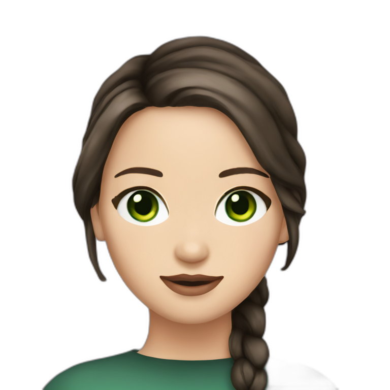 Jennifer Lawrence with Green eyes and dark hair emoji