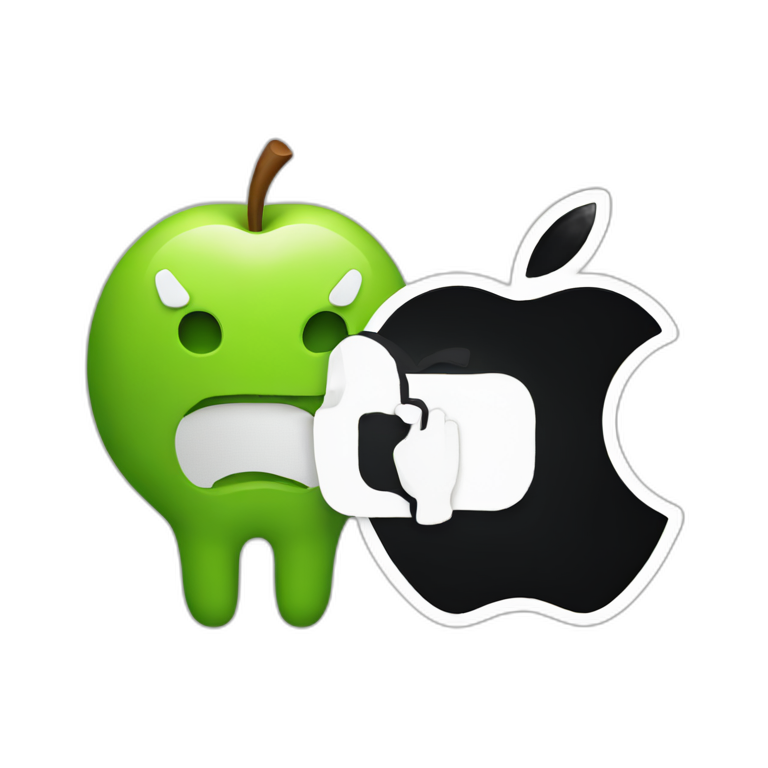 Apple Logo eating Android Logo emoji