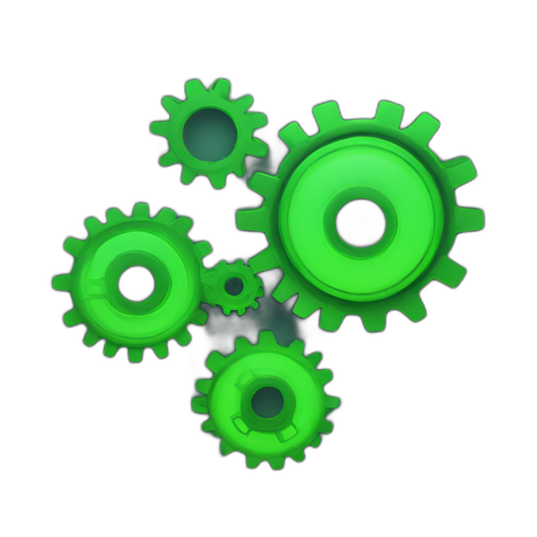 gears with this style : JavaScript neon glowing bright green emoji