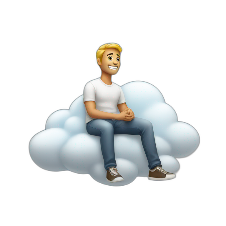 Man sitting on cloud emoji