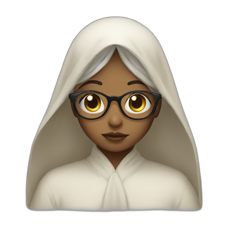 veiled girl with glasses praying emoji