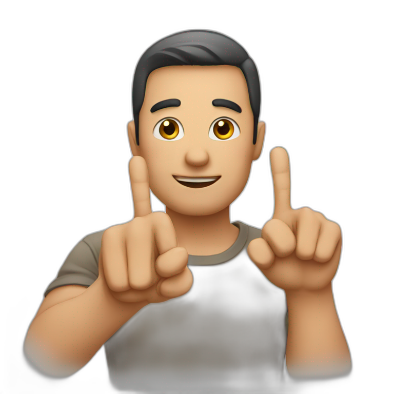 Man showing his 3 fingers emoji