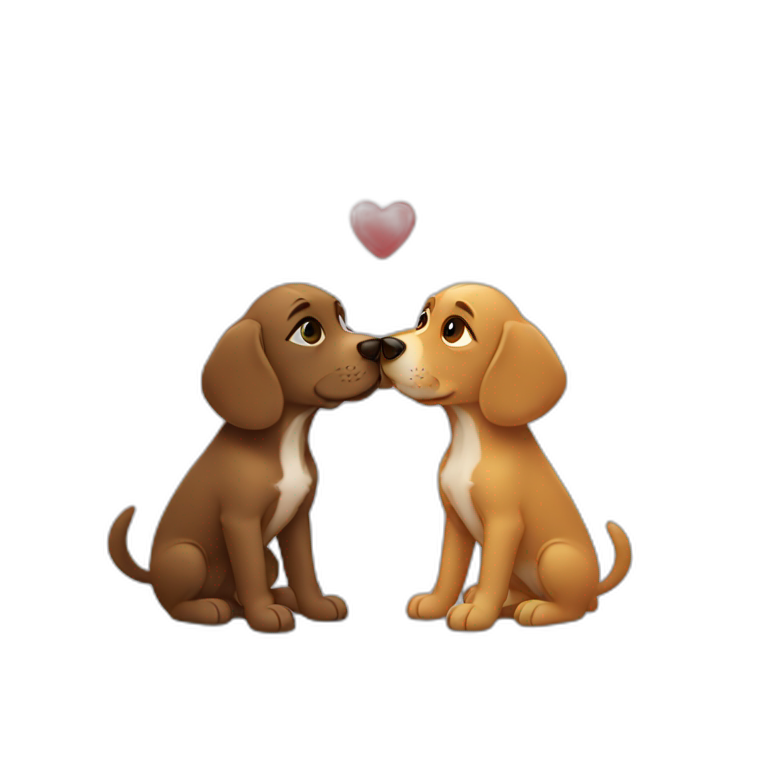 two dogs kiss each other emoji