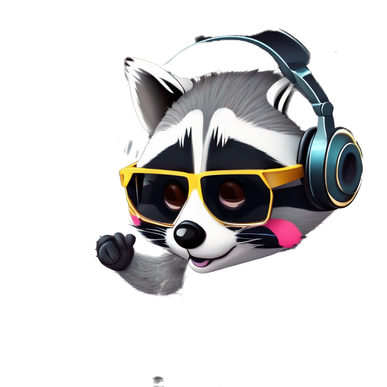 raccoon with headphones emoji